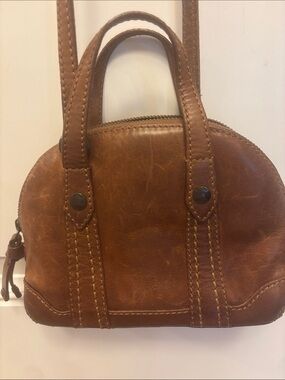 FRYE Melissa domed mini Brown Leather Crossbody Bag